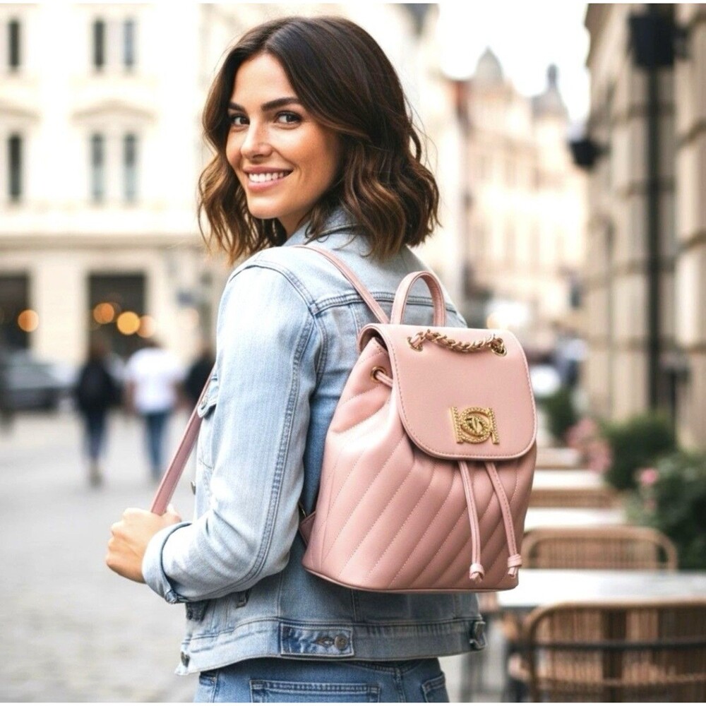 Bebe Hera Blush Vegan Leather Quilted Small Backpack Bag Purse NWT $99